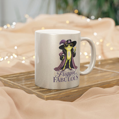 Friggin' Fabulous Silver or Gold Metallic Mug | Funny Fashion Frog Coffee Mug | Glam Gift for Women