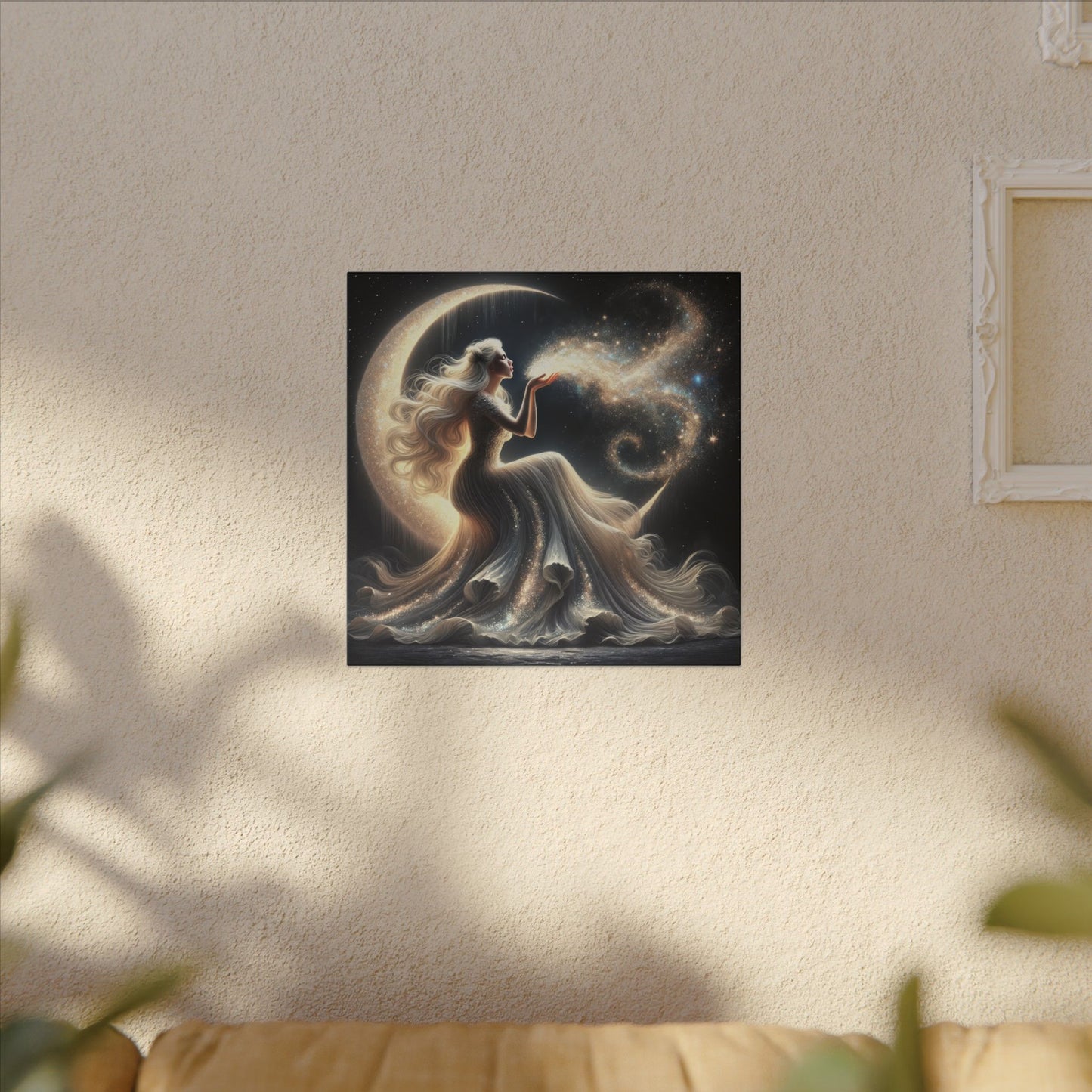 Stardust Wishes – Glamorous Moon Goddess Wall Art (Art Nouveau Inspired)