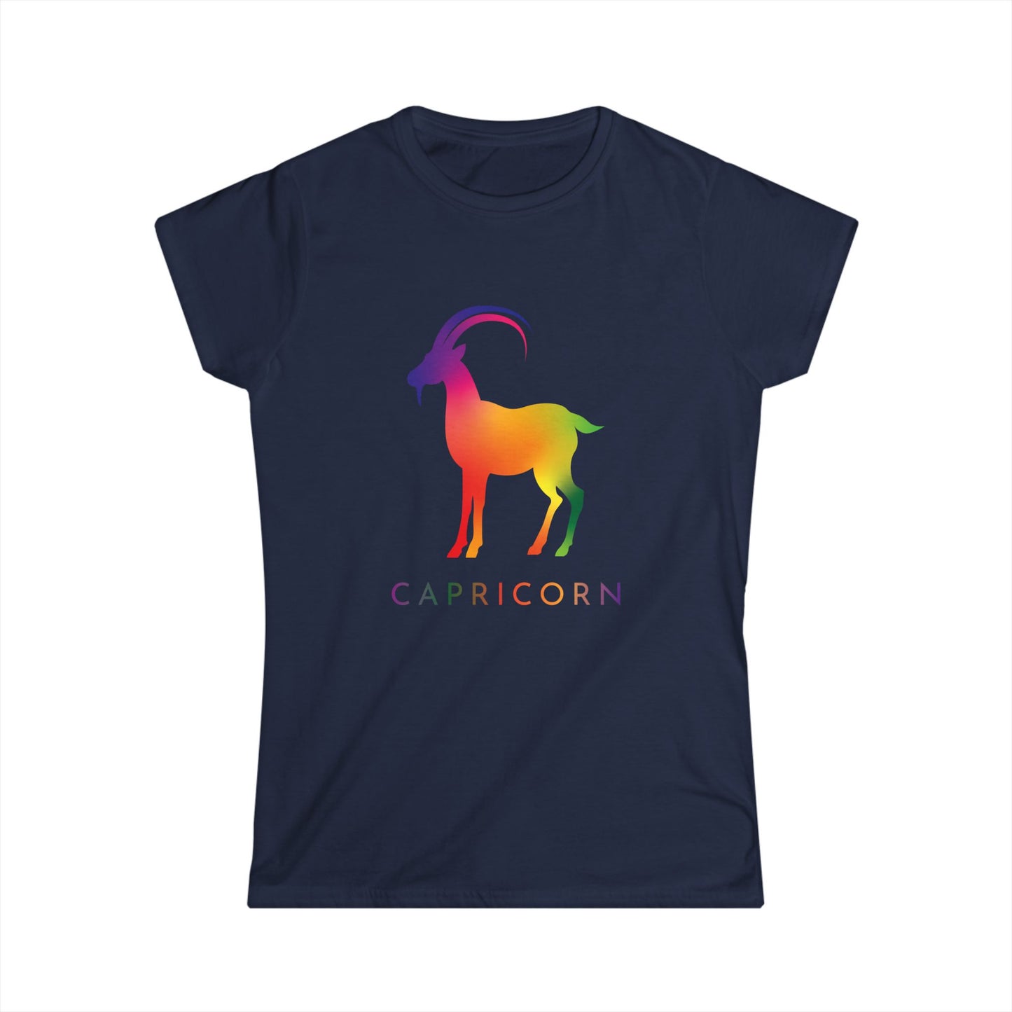 Capricorn Women’s Softstyle Tee – Empowering Rainbow Zodiac Shirt