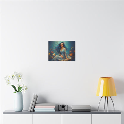 Pisces Zodiac Wall Art, Ocean Goddess Canvas Print, Astrology Home Decor, Pisces Gift for Her, Underwater Fantasy Painting, Star Sign Wall Decor