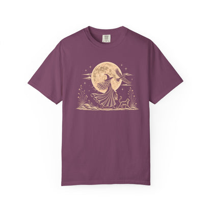 Mystical Moon Witch T-Shirt | Vintage Celestial Spiritual Feminist Tee