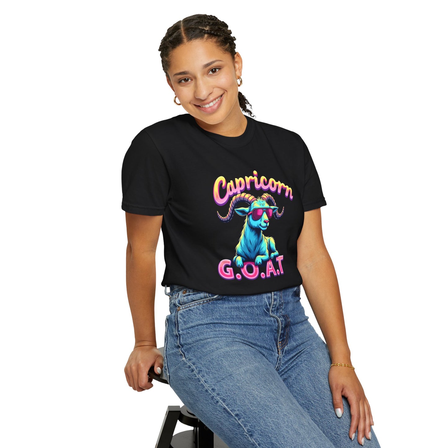 Capricorn G.O.A.T – Retro Neon Astrology Tee