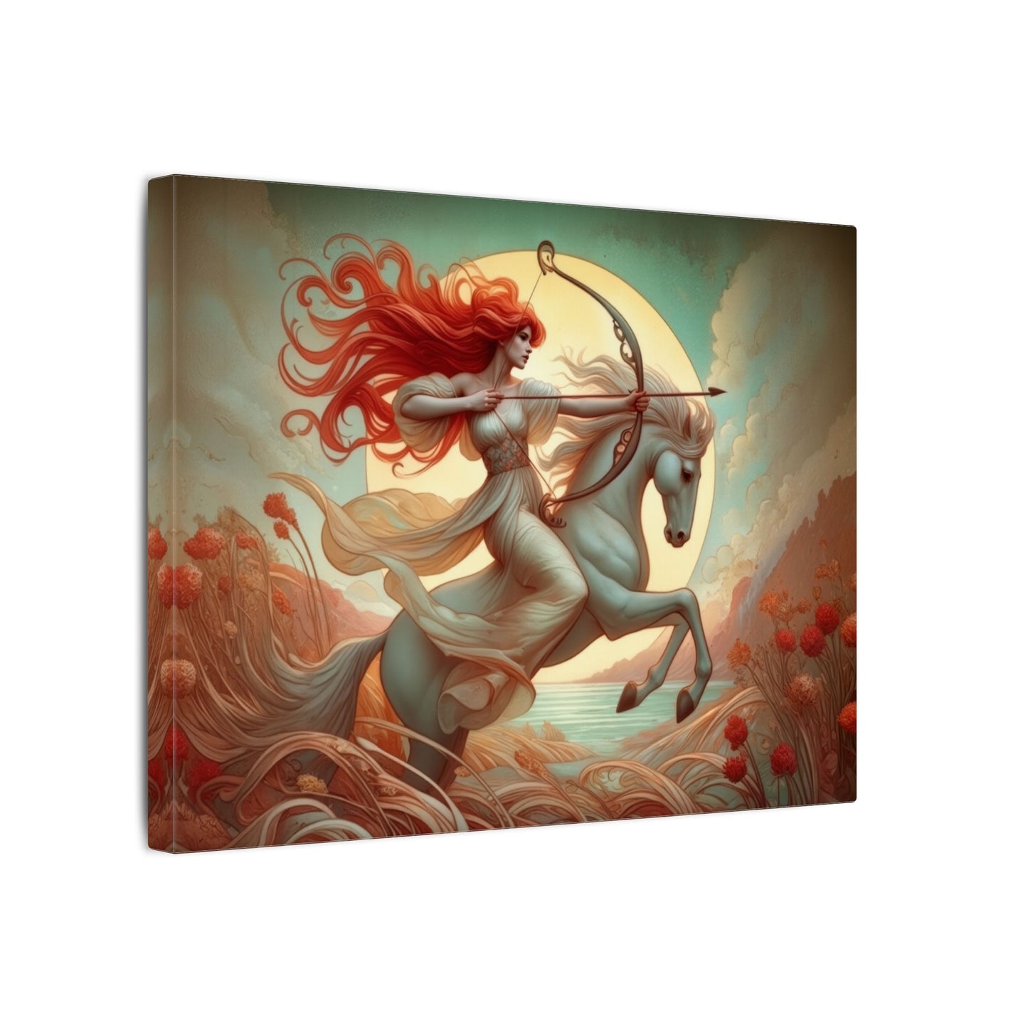 Sagittarius Zodiac Wall Art, Archer Goddess Canvas Print, Astrology Home Decor, Sagittarius Gift for Her, Celestial Centaur Painting, Star Sign Wall Decor