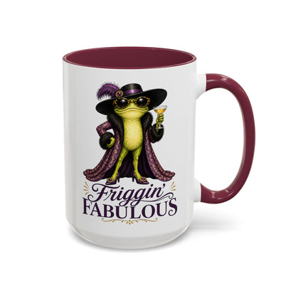 Friggin' Fabulous Frog Mug | Funny Frog Coffee Mug | Glam Fashion Frog Gift for Women | Colored Mug