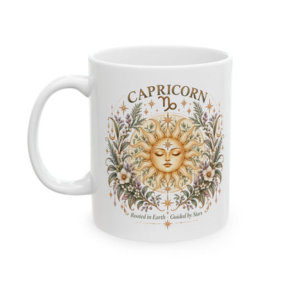 Celestial Sun Floral Capricorn Zodiac Coffee Mug 11oz and 15 oz