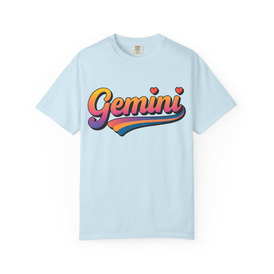 Gemini Retro Rainbow Heart Astrology Tee