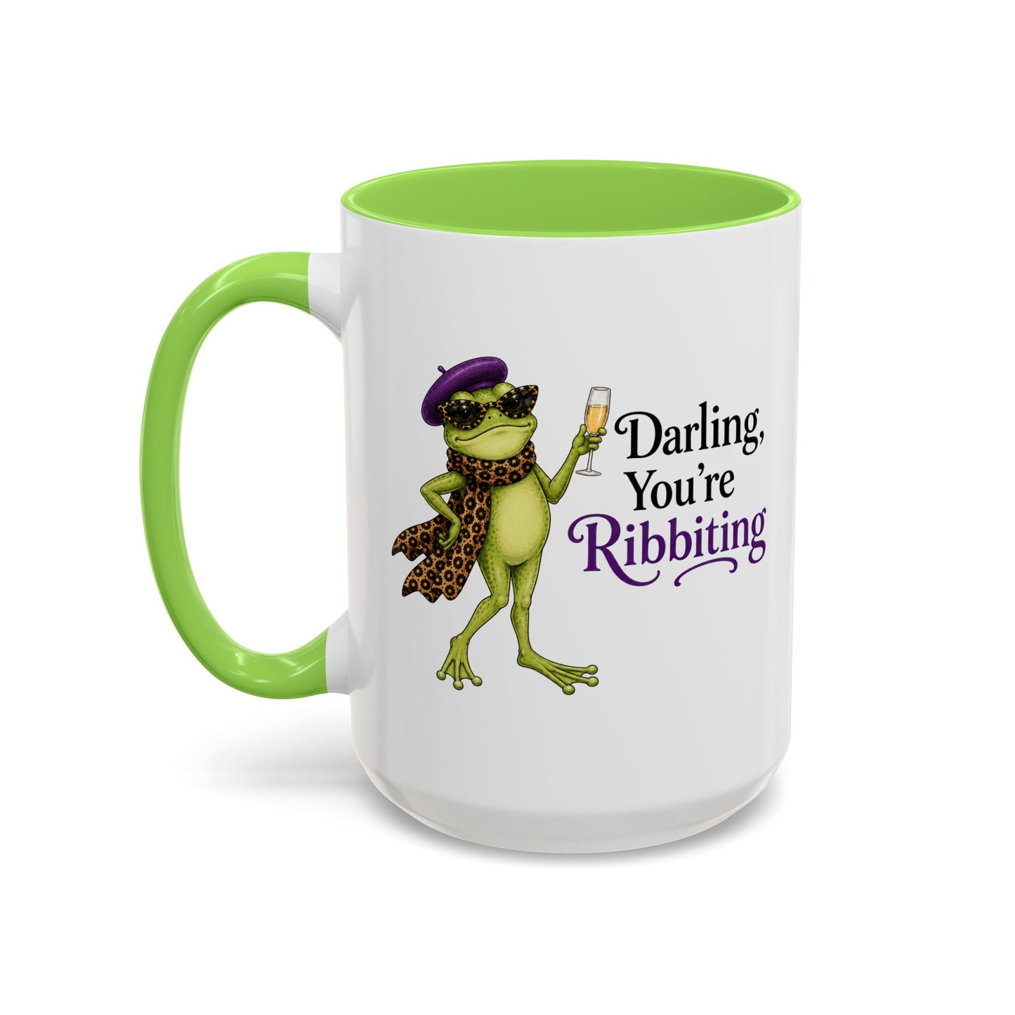 Darling You're Ribbiting Frog Mug | Funny Fashion Frog Coffee Mug | Glam Frog Gift for Women | Colored Mug