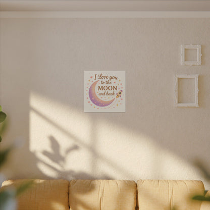 I Love You to the Moon and Back – Adorable Pastel Moon & Rocket Wall Art (Eco-friendly Canvas)