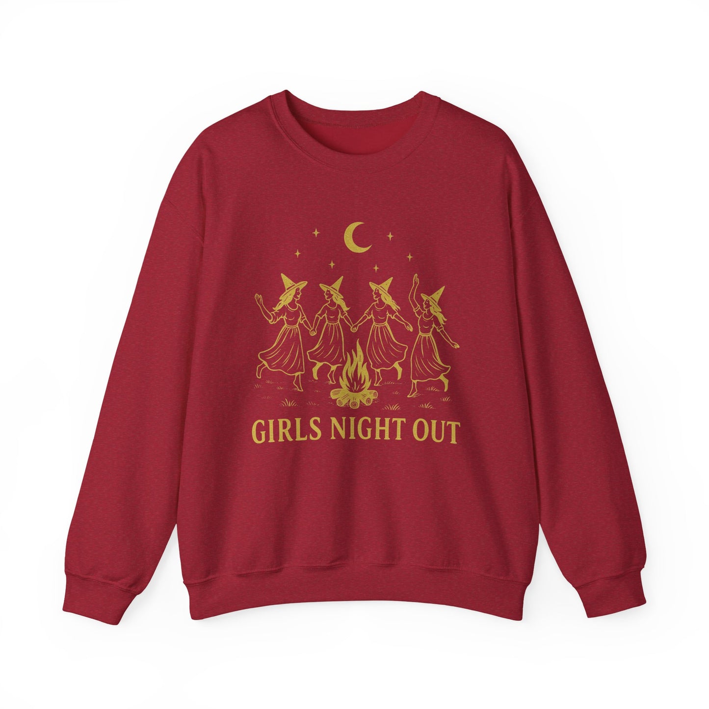 Girls Night Out Crewneck Sweatshirt – Dancing Witches Bonfire Graphic (Unisex)