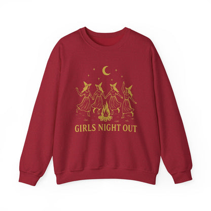 Girls Night Out Crewneck Sweatshirt – Dancing Witches Bonfire Graphic (Unisex)