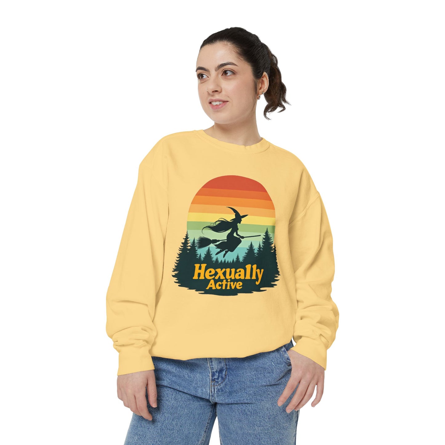 Hexually Active Unisex Crewneck – Sassy Retro Comfort Colors Midweight Sweatshirt