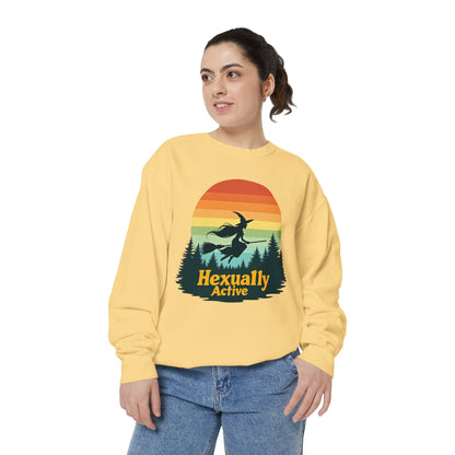 Hexually Active Unisex Crewneck – Sassy Retro Comfort Colors Midweight Sweatshirt