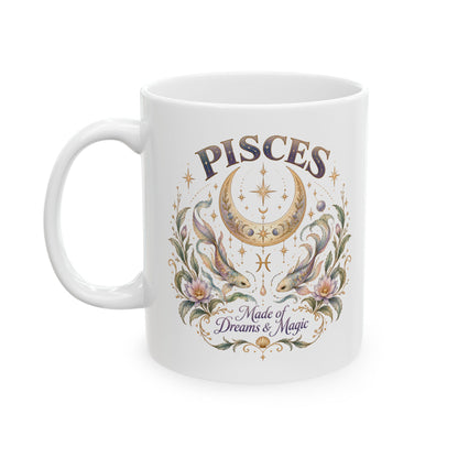 Mystical Pisces Fish And Crescent Moon Coffee Mug