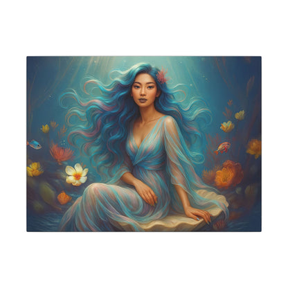 Pisces Zodiac Wall Art, Ocean Goddess Canvas Print, Astrology Home Decor, Pisces Gift for Her, Underwater Fantasy Painting, Star Sign Wall Decor