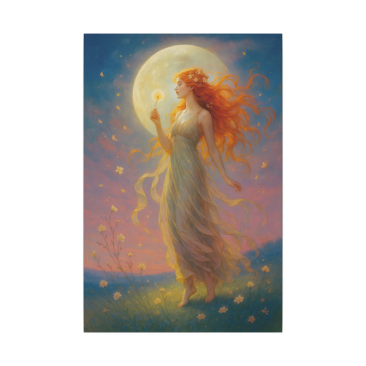Moonlight Wishes – Luminous Goddess Wall Art (Art Nouveau Inspired)