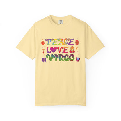 Peace Love & Virgo – Retro Hippie Zodiac Tee