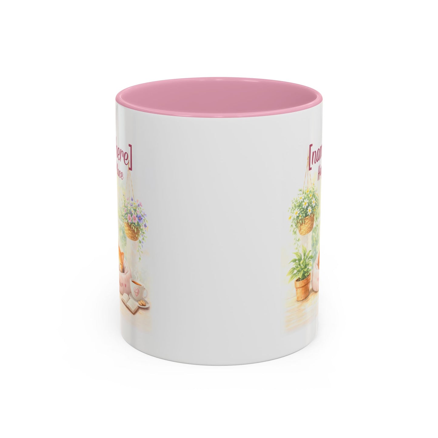 Personalized Name Cat Mug - Custom "Happy Place" Ceramic Mug for Cat Lovers