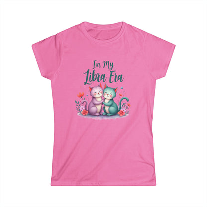 In My Libra Era Women’s Softstyle Tee – Empowering Zodiac Cat Shirt