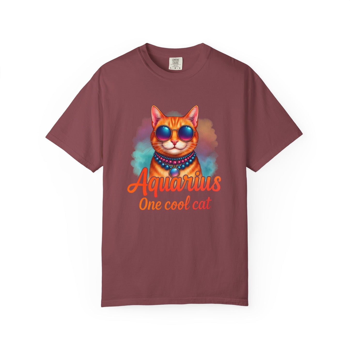 Aquarius One Cool Cat – Funky Retro Zodiac Tee - Enchanted Sky