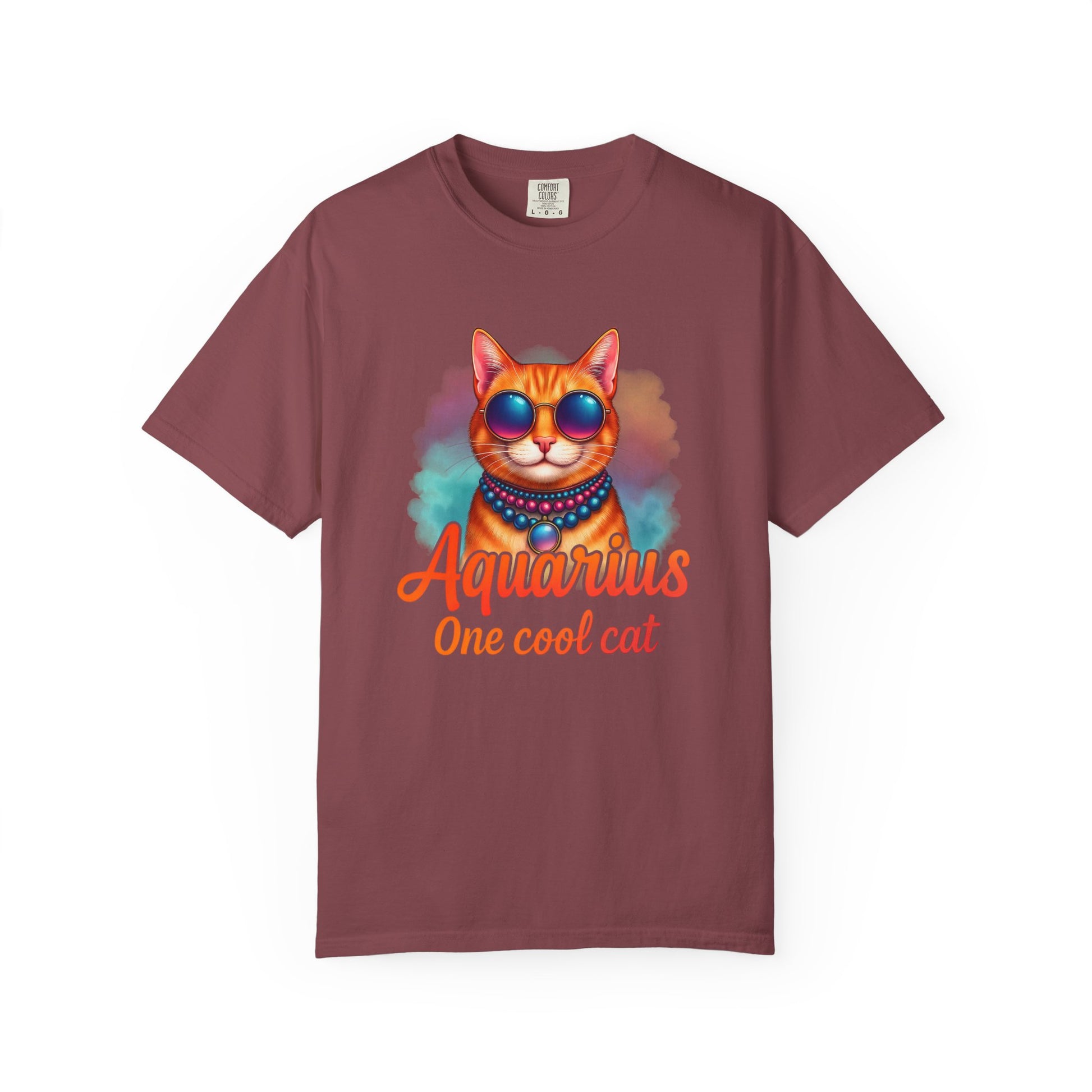 Aquarius One Cool Cat – Funky Retro Zodiac Tee - Enchanted Sky