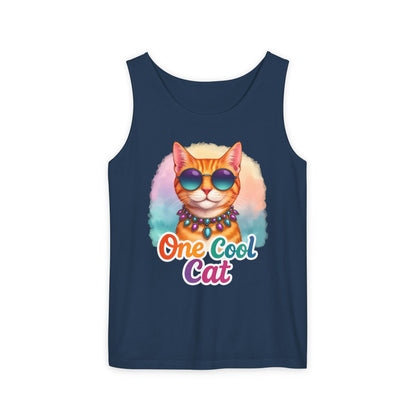 One Cool Cat – Colorful Retro Sassy Cat Tank (Unisex)