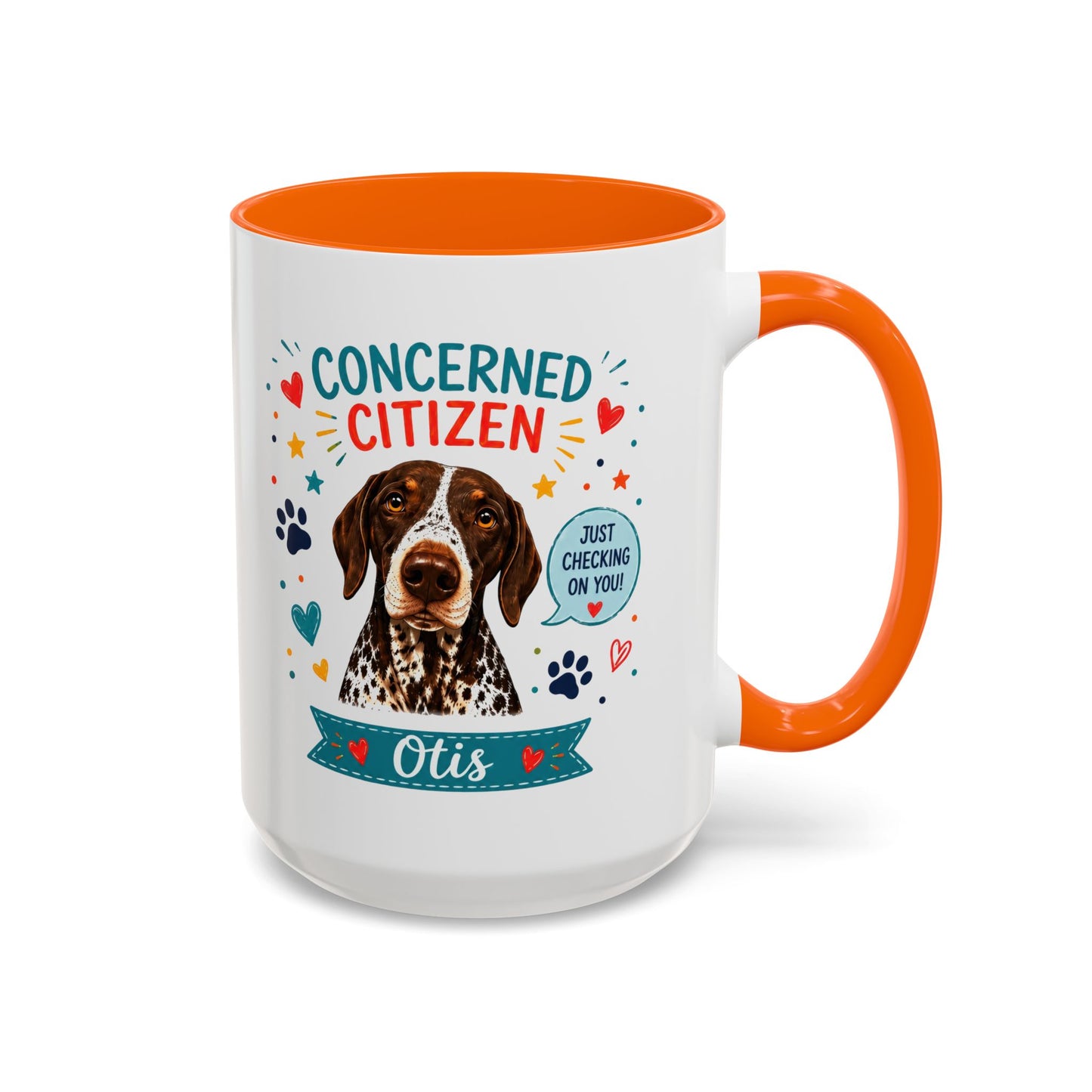 Personalized Dog Mug "Concerned Citizen" | Custom Pet Color Accent Mug with Dog Photo & Name | Funny Dog Lover Gift