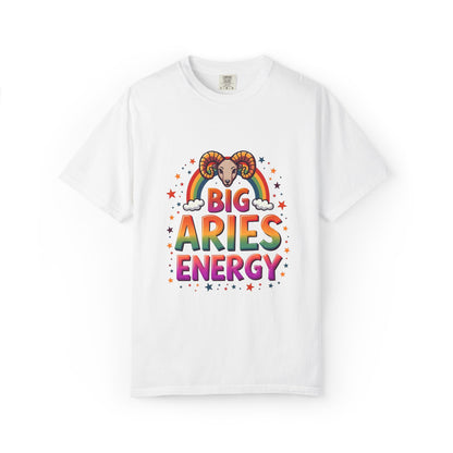 Big Aries Energy T-Shirt | Astrology Zodiac Tee | Comfort Colors Aries Shirt | Fire Sign Birthday Gift | Retro Horoscope Graphic Tee for Aries Lovers