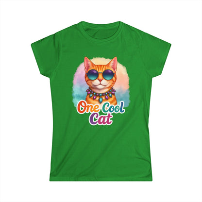 One Cool Cat Women’s Softstyle Tee – Colorful Retro Sunglasses Shirt