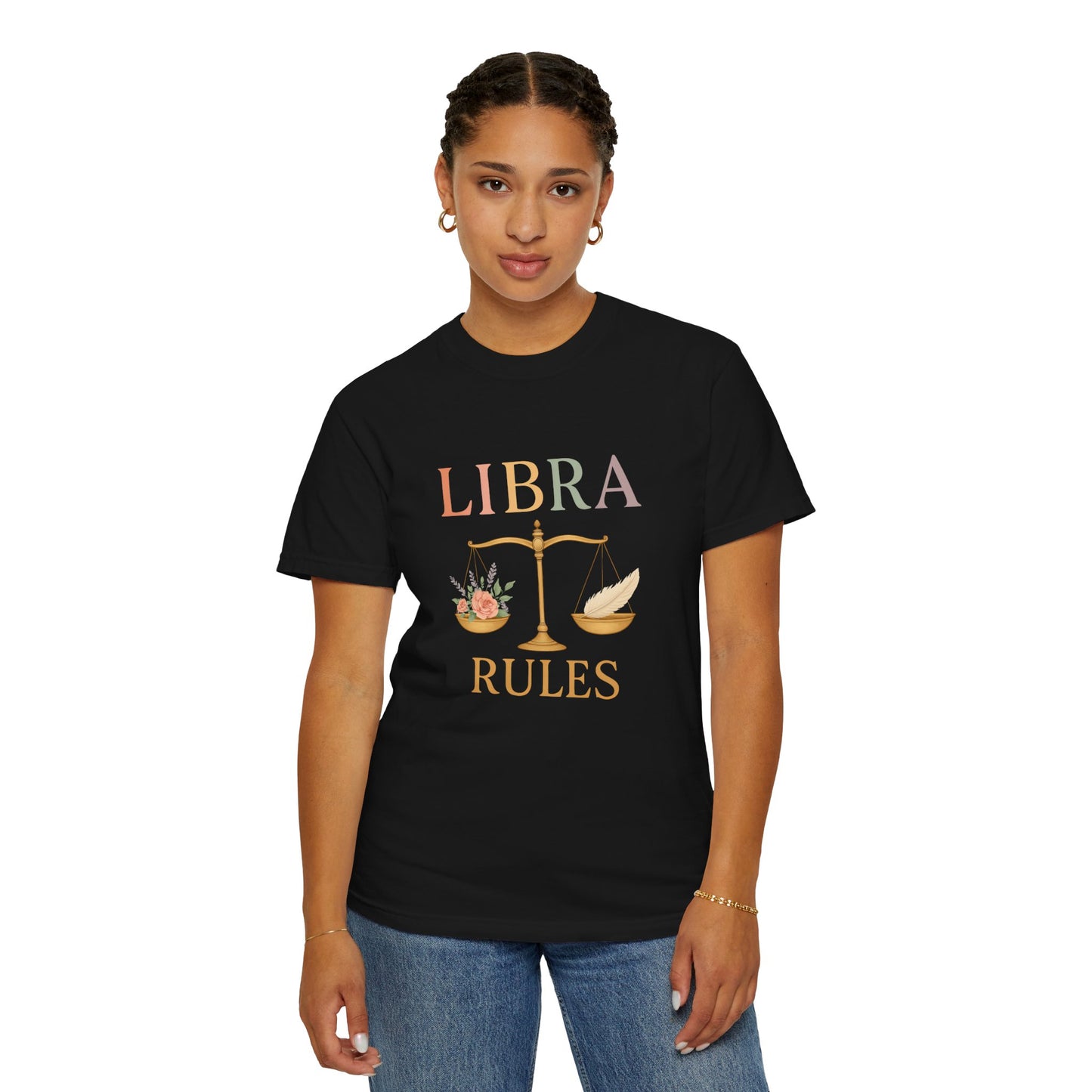Libra Rules – Elegant Floral Zodiac Balance Tee