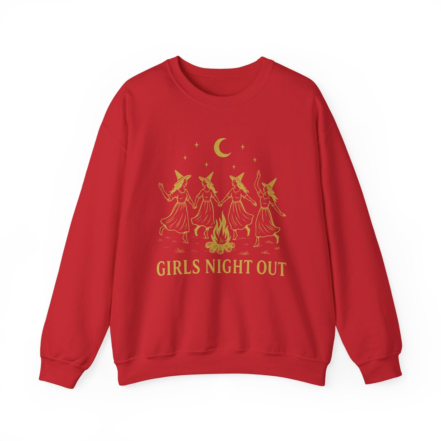 Girls Night Out Crewneck Sweatshirt – Dancing Witches Bonfire Graphic (Unisex)