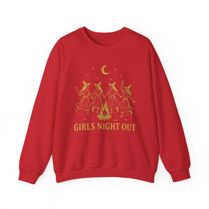 Girls Night Out Crewneck Sweatshirt – Dancing Witches Bonfire Graphic (Unisex)