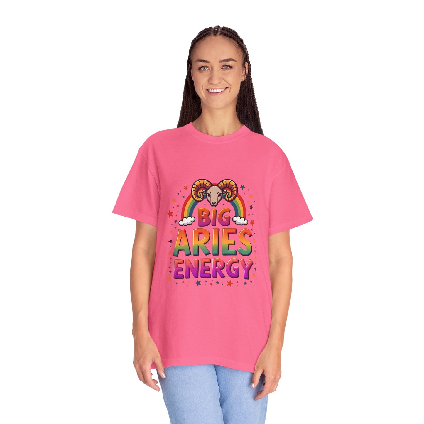 Big Aries Energy T-Shirt | Astrology Zodiac Tee | Comfort Colors Aries Shirt | Fire Sign Birthday Gift | Retro Horoscope Graphic Tee for Aries Lovers