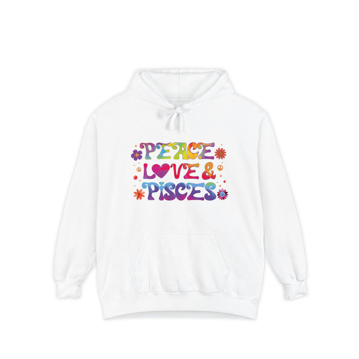 Peace Love & Pisces Unisex Hoodie – Groovy Retro Comfort Colors Midweight Hoodie