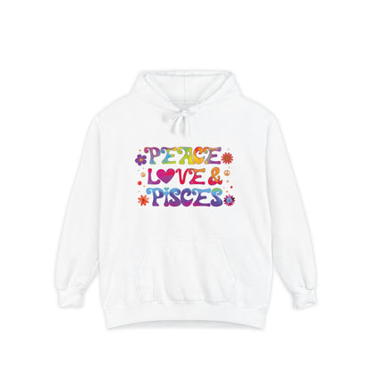 Peace Love & Pisces Unisex Hoodie – Groovy Retro Comfort Colors Midweight Hoodie