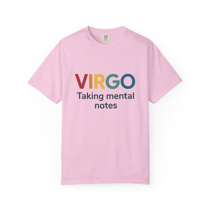 VIRGO Taking Mental Notes – Rainbow Minimalist Zodiac Tee