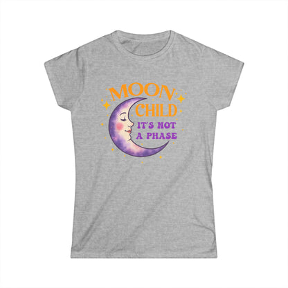 Moon Child Women’s Softstyle Tee – Empowering Celestial Colorful Shirt