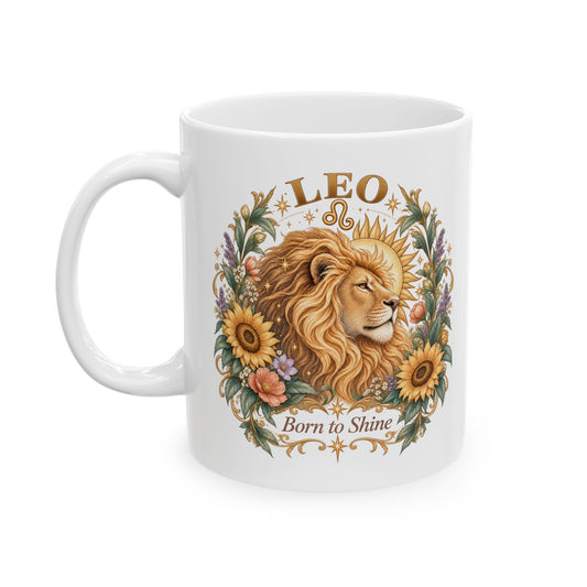 Lion Floral Coffee Mug | Leo Zodiac Mug