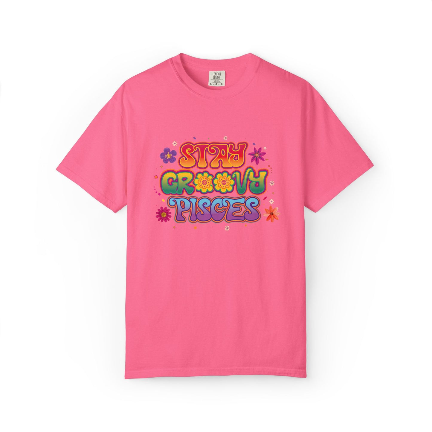 Stay Groovy Pisces - Retro Flower Power Zodiac Tee