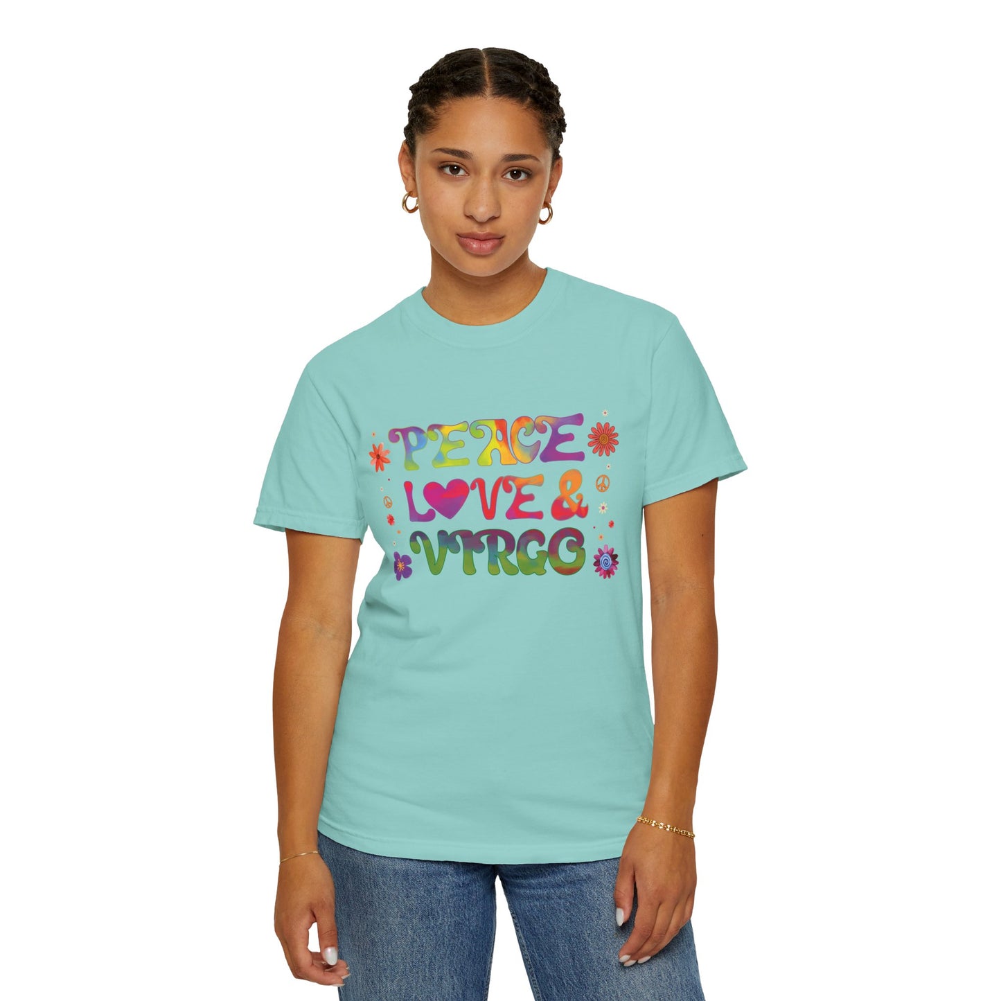 Peace Love & Virgo – Retro Hippie Zodiac Tee