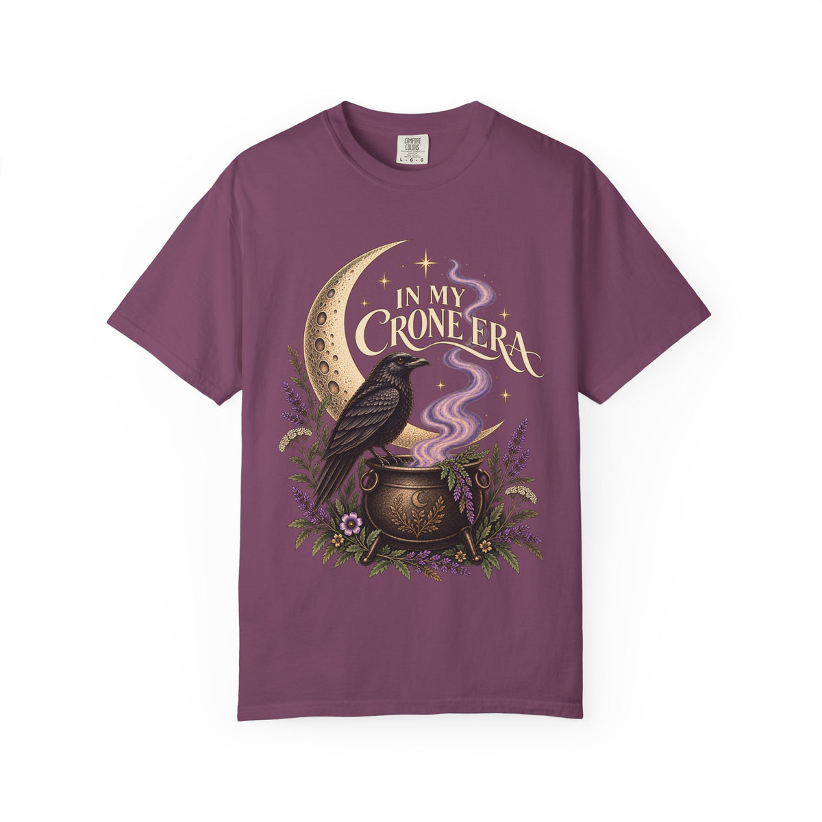 Crone Era Shirt, Witchy Gothic Botanical Raven Cauldron Tee