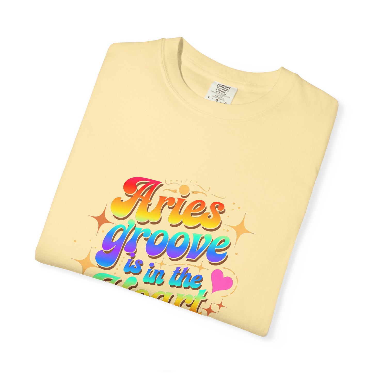 Aries Groove Is in the Heart – Rainbow Retro Zodiac Tee