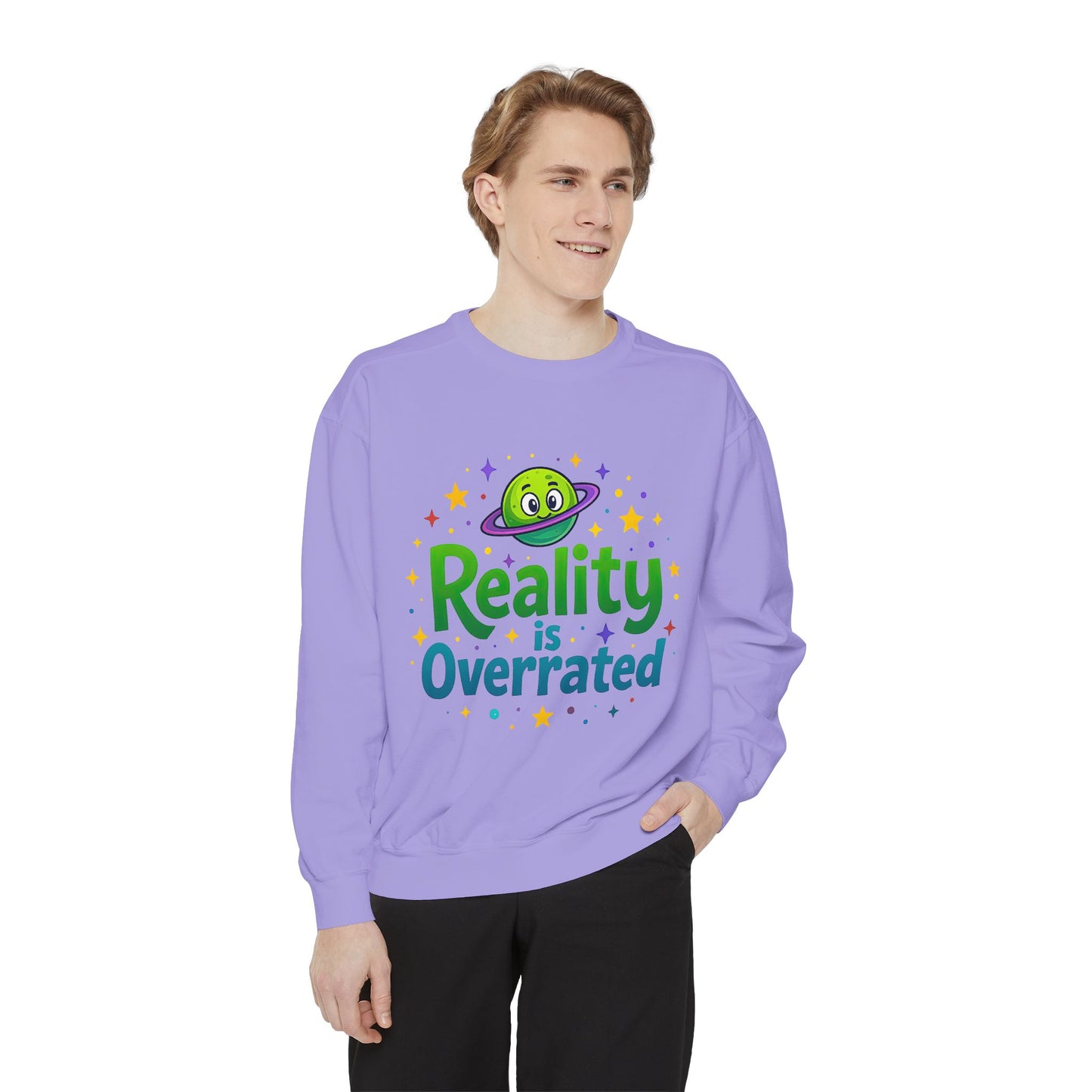 Reality Is Overrated Sweatshirt – Cosmic Alien Pullover