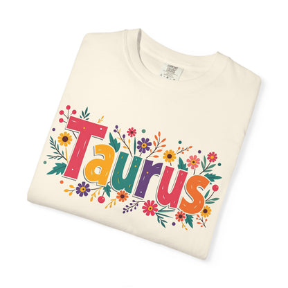 Taurus in Bloom – Colorful Floral Aesthetic Tee