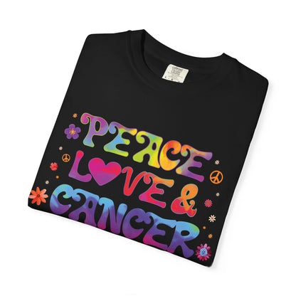 Peace Love & Cancer – Groovy Zodiac Retro Tee