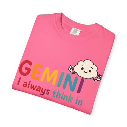 Gemini I Always Think in Air Quotes Tee – Colorful Zodiac Humor Shirt