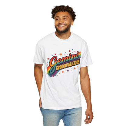Gemini Groovalicious - Retro Disco Rainbow Zodiac Tee - Enchanted Sky