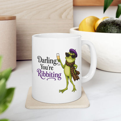 Darling, You’re Ribbiting Frog Mug | Funny Fashion Frog Affirmation Coffee Mug