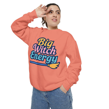 Big Witch Energy Sweatshirt – Colorful Pastel Broom Pullover