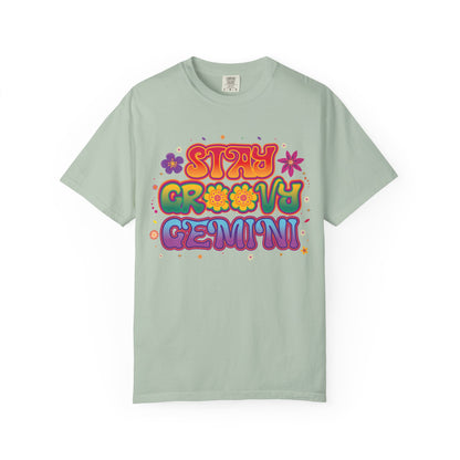 Stay Groovy Gemini – Flower Power Retro Zodiac Tee