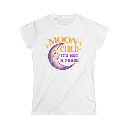 Moon Child Women’s Softstyle Tee – Empowering Celestial Colorful Shirt
